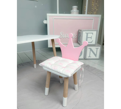 Подушка м'яка для дитячого стільчика 23х28, рожева з короною – в наличии! Купите сейчас у KAZKOVA