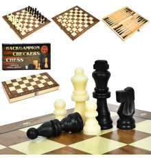 Набір 3 в 1 дерев'яні. шашки/шахи/нарди