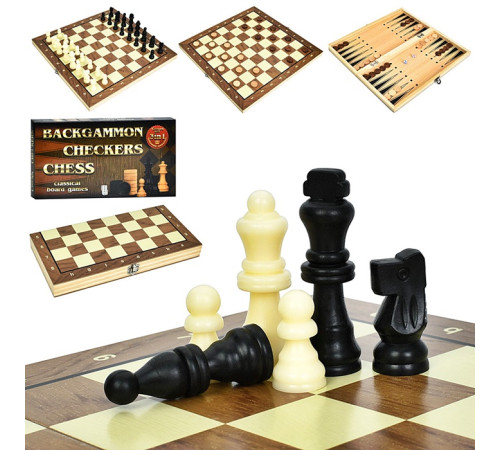 Набір 3 в 1 дерев'яні. шашки/шахи/нарди – в наличии! Купите сейчас у KAZKOVA