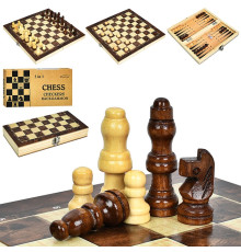 Набір 3 в 1 дерев'яні. шашки/шахи/нарди