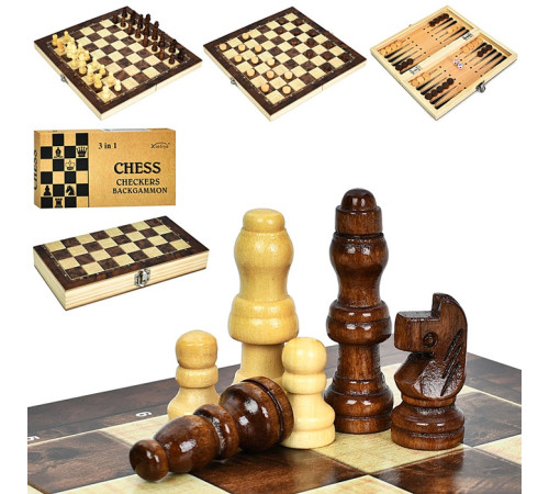 Набір 3 в 1 дерев'яні. шашки/шахи/нарди