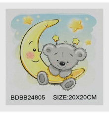Алмазна мозаїка BDBB 24805 (100) "TK Group", "Ведмежатко на Місяці", часткова викладка, з рамкою, 20х20см, в коробці