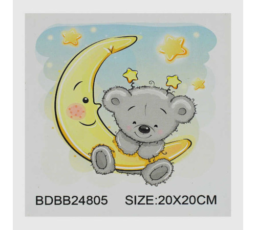 Алмазна мозаїка BDBB 24805 (100) "TK Group", "Ведмежатко на Місяці", часткова викладка, з рамкою, 20х20см, в коробці