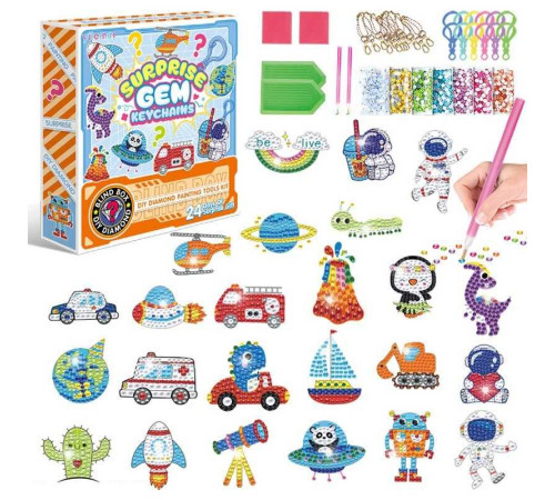 Алмазна мозаїка 21007 O (60/2) адвент-календар, 24 брелоки, 24 кріплення, 2 таці, 2 стилуси, в коробці