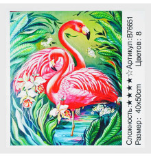 Картина за номерами + Алмазна мозаїка B 76651 (30) "TK Group", 40x50 см, “Рожевий фламінго”, в коробці