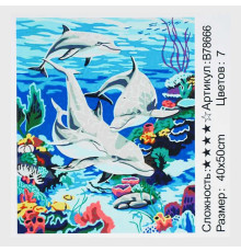 Картина за номерами + Алмазна мозаїка B 78666 (30) "TK Group", 40x50 см, “Дельфіни”, в коробці
