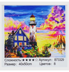 Картина за номерами + Алмазна мозаїка B 73329 (30) "TK Group", 40х50 см, "Вечір біля моря", в коробці