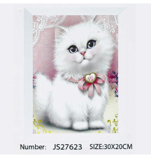 Алмазна мозаїка JS 27623 (50) "TK Group", “Біле кошеня”, 20х30 см, в коробці