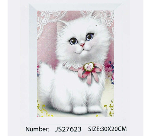 Алмазна мозаїка JS 27623 (50) "TK Group", “Біле кошеня”, 20х30 см, в коробці