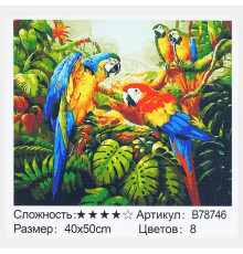 Картина за номерами + Алмазна мозаїка B 78746 (30) "TK Group", 40х50 см,"Папуги", в коробці