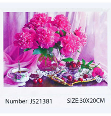 Алмазна мозаїка JS 21381 (50) "TK Group", 20х30 см, "Букет півоній", в коробці