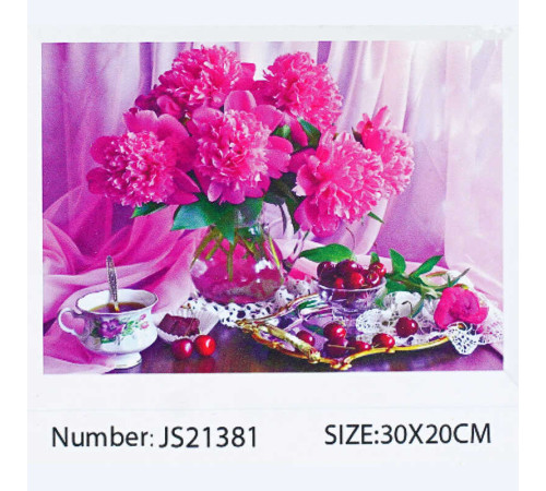 Алмазна мозаїка JS 21381 (50) "TK Group", 20х30 см, "Букет півоній", в коробці