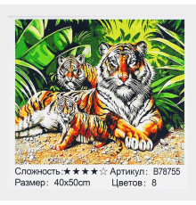 Картина за номерами + Алмазна мозаїка B 78755 (30) "TK Group", 40х50 см, "Сімейство тигрів", в коробці