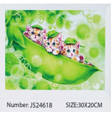 Алмазна мозаїка JS 24618 (50) "TK Group", 20х30 см, "Коти Горошки", в коробці