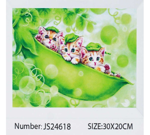 Алмазна мозаїка JS 24618 (50) "TK Group", 20х30 см, "Коти Горошки", в коробці