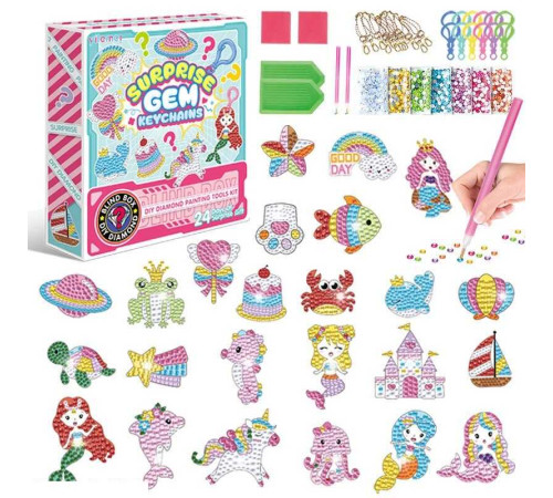 Алмазна мозаїка 21007 K (60/2) адвент-календар, 24 брелоки, 24 кріплення, 2 таці, 2 стилуси, в коробці