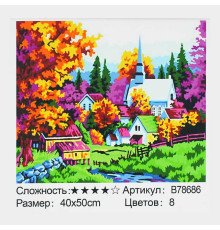Картина за номерами + Алмазна мозаїка B 78686 (30) "TK Group", 40х50 см, "Кольорове містечко", в коробці