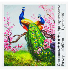 Картина за номерами + Алмазная мозаїка 2в1 YHDGJ 70042 (30) "TK Group", 50х40см, "Пави на дереві", в коробці