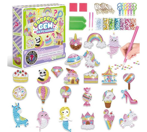 Алмазна мозаїка 21007 L (60/2) адвент-календар, 24 брелоки, 24 кріплення, 2 таці, 2 стилуси, в коробці