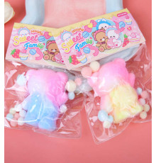 Гра антистрес C 71225 (24) ЦІНА ЗА 14 ШТУК В БЛОЦІ, "Ведмедик", волохатий, висота 8 см, м'які кульки, градієнт, в коробці