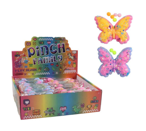 Гра антистрес C 71354 (24) ЦІНА ЗА 16 ШТУК В БЛОЦІ, “Метелик”, розмір - 9х8 см, текстильні кульки, паєтки, в коробці – в наличии! Купите сейчас у KAZKOVA
