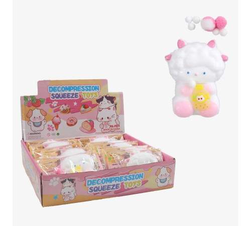 Гра антистрес C 72597 (24) ЦІНА ЗА 16 ШТУК В БЛОЦІ, “Овечка”, розмір - 8х9 см, текстильні кульки, пляшечка, в коробці