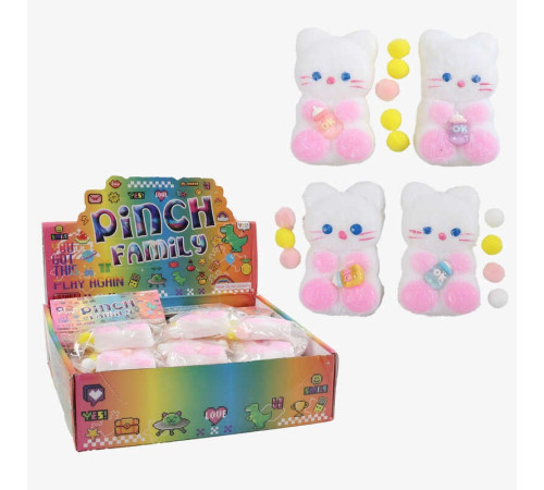 Гра антистрес C 72598 (16) ЦІНА ЗА 24 ШТУКИ В БЛОЦІ, "Котик", волохатий, м'які кульки, пляшечка, розмір 6х2х9 см, в коробці