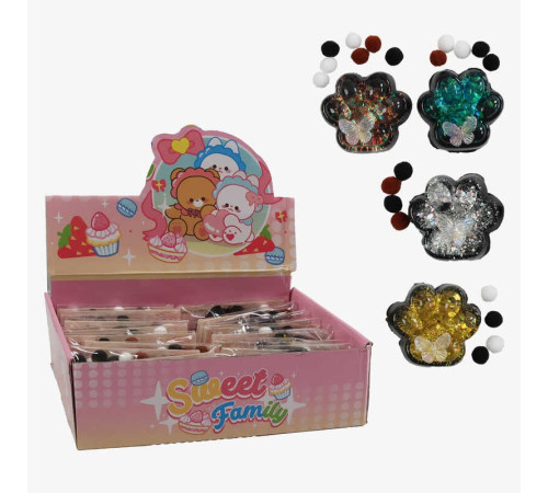 Гра антистрес C 72502 (24) ЦІНА ЗА 16 ШТУК В БЛОЦІ, "Лапка", блискітки, розмір 6.5х2х6.5 см, метелик, м'які кульки, в коробці