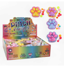 Гра антистрес C 71323 (24) ЦІНА ЗА 16 ШТУК В БЛОЦІ, "Лапка", м'які кульки, блискітки, розмір 7х6.5х2.5 см, в коробці