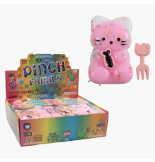 Гра антистрес C 72382 (16) ЦІНА ЗА 24 ШТУКИ В БЛОЦІ, "Кошеня", герой, розмір: 6х9 см, паєтки, декоративна виделка, рибка, в коробці