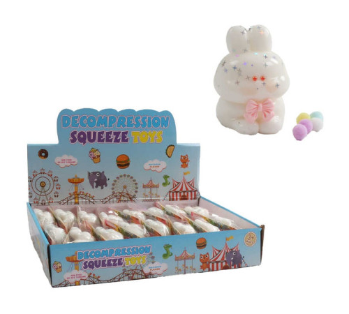 Гра антистрес C 71364 (24) ЦІНА ЗА 16 ШТУК В БЛОЦІ, “Зайчик”, м’які кульки, блискітки, в коробці