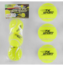 М'яч тенісний C 40193 (80) "TK Sport", 3штуки, d = 6см, в пакеті