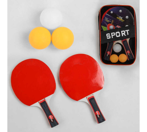 Ракетка для пінг-понгу C 44855 (50) "TK Sport", 2 шт + 3 м'ячики, в чохлі Ракетка для пінг-понгу C 44855 (50) "TK Sport", 2 шт + 3 м'ячики, в чохлі