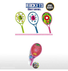 Набір ракеток 9906 A (60) 2 ракетки, пластиковий каркас, волан, м’яч, в сітці, ВИДАЄТЬСЯ МІКС ВИДІВ