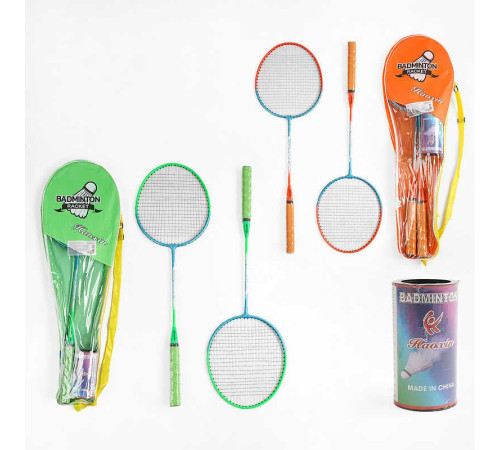 Бадмінтон C 63474 (50) 2 види, 2 ракетки, воланчики, металевий каркас, в чохлі