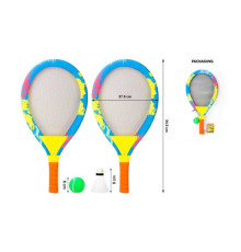Набір ракеток TY 600-6 (48/2) 2 штуки, розмір 54.5 см, м'ячик, воланчик, в сітці