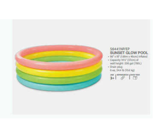 Intex Басейн 56441 NP "Веселка" (6) 4 кільця, розміром 168-45см, обсяг: 780л при наповненні 80, від 3 років