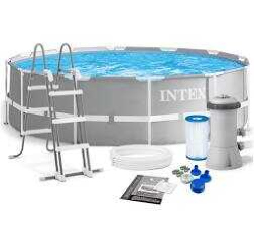Intex Басейн каркасний 26720 NP (1) об`єм:12706л (90), розмір:427х107см, сходи, насос-фільтр: 3785 л/год, драбина, тент, підстилка, в коробці