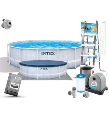Intex Басейн каркасний 26746 (1) 488х122см (5 678 л/год, драбина, тент, підстилка), об'єм - 19156 л