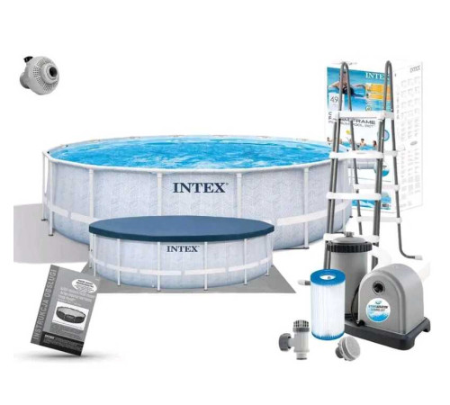 Intex Басейн каркасний 26746 (1) 488х122см (5 678 л/год, драбина, тент, підстилка), об'єм - 19156 л Intex Басейн каркасний 26746 (1) 488х122см (5 678 л/год, драбина, тент, підстилка), об'єм - 19156 л