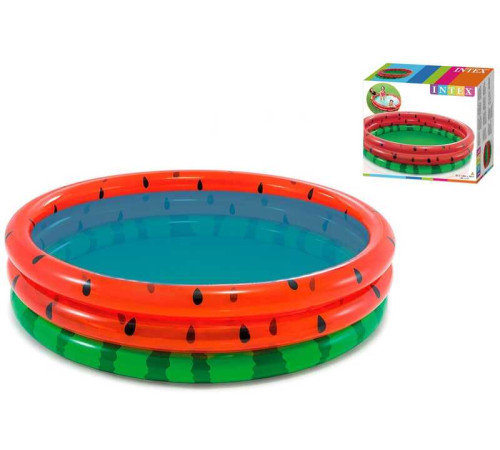 Intex Басейн 58448 NP "Кавун" (6) 3 кільця, від 2 років, діаметр 168см, висота 38см, 581л.