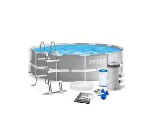 Intex Басейн каркасний 26726 NP (1) об'єм:16805л, розмір:457х122см, сходи, насос-фільтр 3785 л/год, драбина, тент, підстилка, в коробці