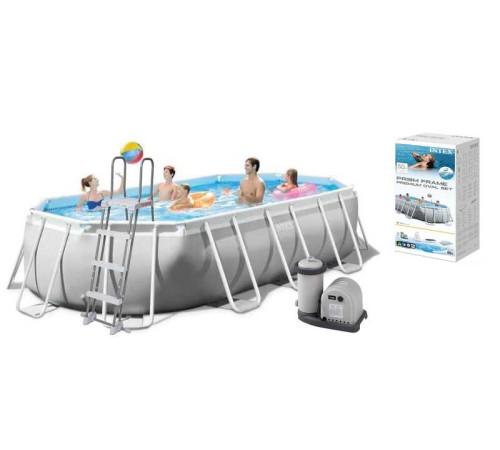 Intex Басейн каркасний 26796 NP (1) об'єм:18202л, розмір:503х274х122см, сходи, насос-фільтр 5678 л/год, скіммер, в коробці