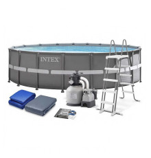 Intex ПОШКОДЖЕНЕ ПАКУВАННЯ Бассейн каркасный 26326 NP (1) 488 x 122 см (4 500 л/ч, насос 220V, лестница, тент, подстилка)