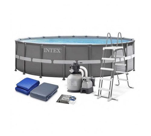 Intex ПОШКОДЖЕНЕ ПАКУВАННЯ Бассейн каркасный 26326 NP (1) 488 x 122 см (4 500 л/ч, насос 220V, лестница, тент, подстилка)