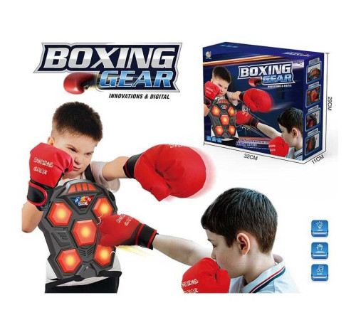 Електронний бокс B 4014 (24/2) підсвічування, музичний супровід, звук удару, рукавички, на батарейках, в коробці