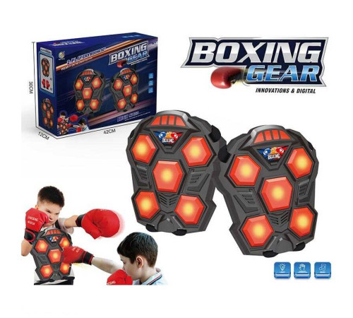 Електронний бокс B 4015 (12/2) підсвічування, музичний супровід, звук удару, рукавички, на батарейках, в коробці