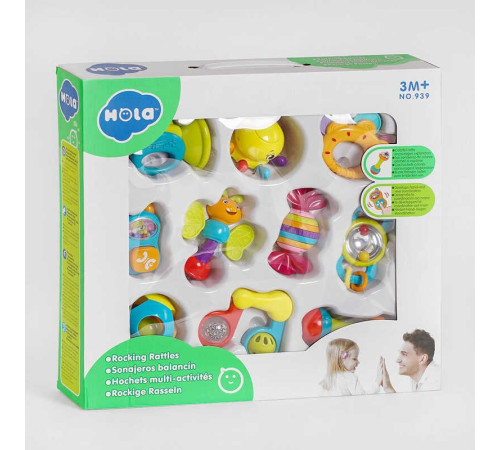 Набір брязкальця 939 (12/2) "Hola" 10 предметів, в коробці Набір брязкальця 939 (12/2) "Hola" 10 предметів, в коробці