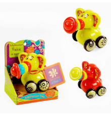 Брязкальце 9942 (96) “Слон”, 2 кольори, гумові елементи, колеса, в коробці