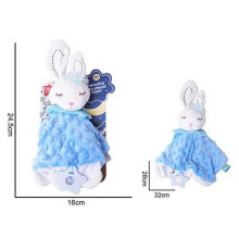 Брязкальце-комфортер 688 M68 (96) "Зайченя", текстильне, гумовий прорізувач, шумливі вушка, петелька для підвішування, в пакеті